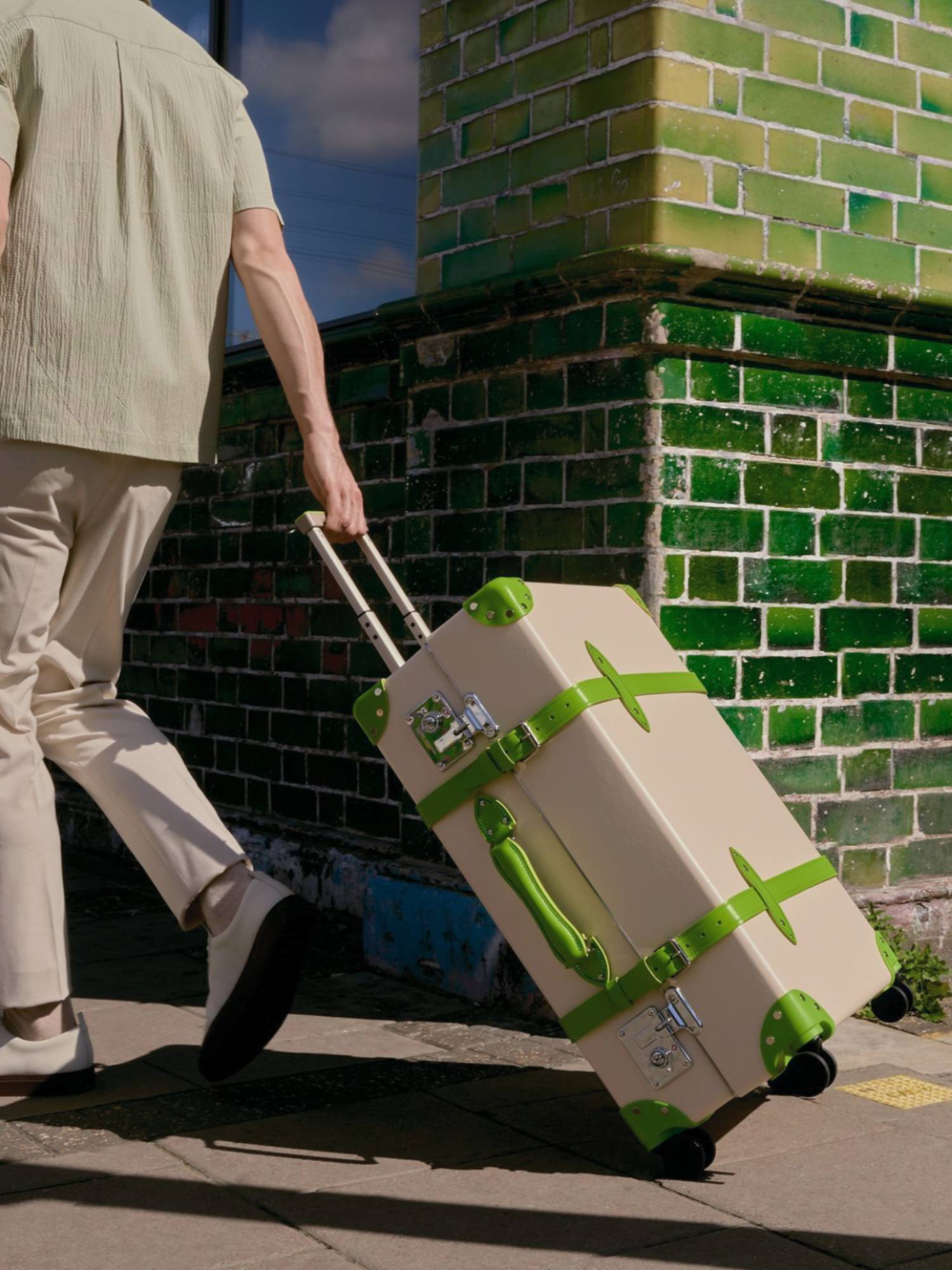 Grande valise soute Centenary 4 roues - Ivoire & Rose & Chrome