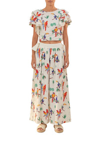 DJV_Stitched Birds Scarfs Off White Chemises & Blouses - Stitched Birds Scarfs Off White