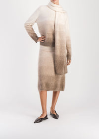 Pull col rond tie and dye en cachemire - Taupe