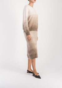 Pull col rond tie and dye en cachemire - Taupe