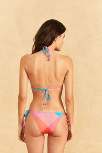 Bas de bikini taille basse à nouer Birds Painted - Rose