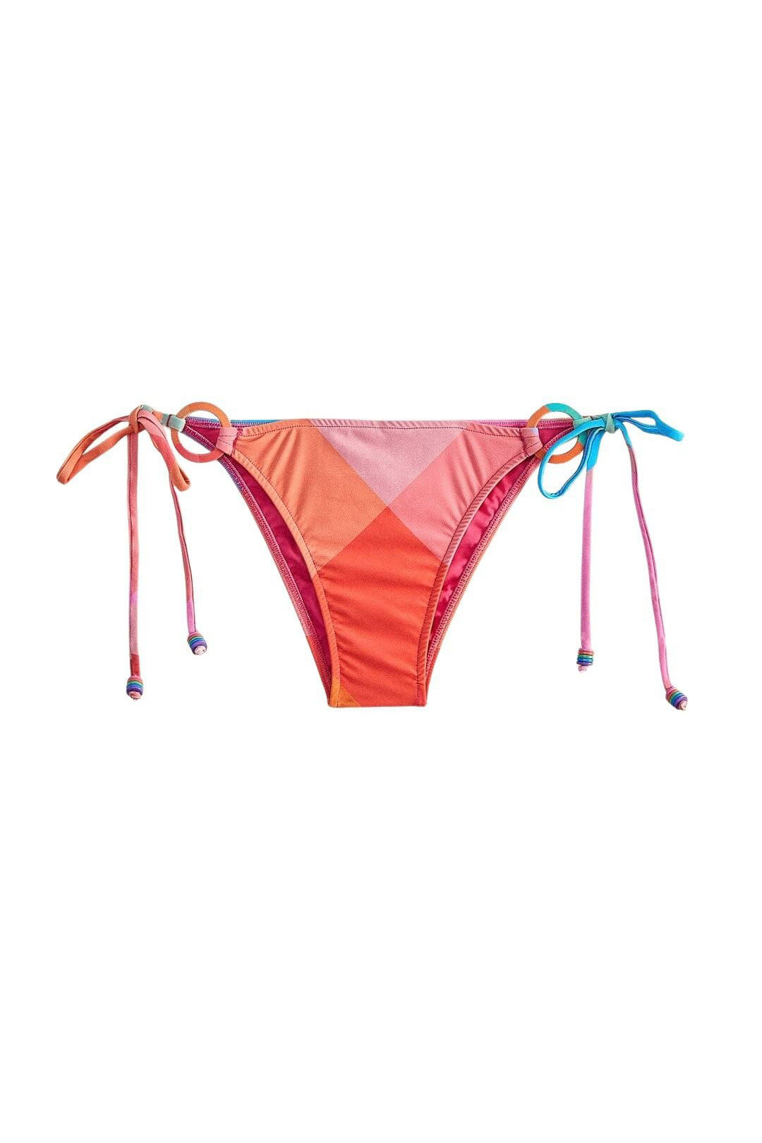 Bas de bikini taille basse à nouer Birds Painted - Rose