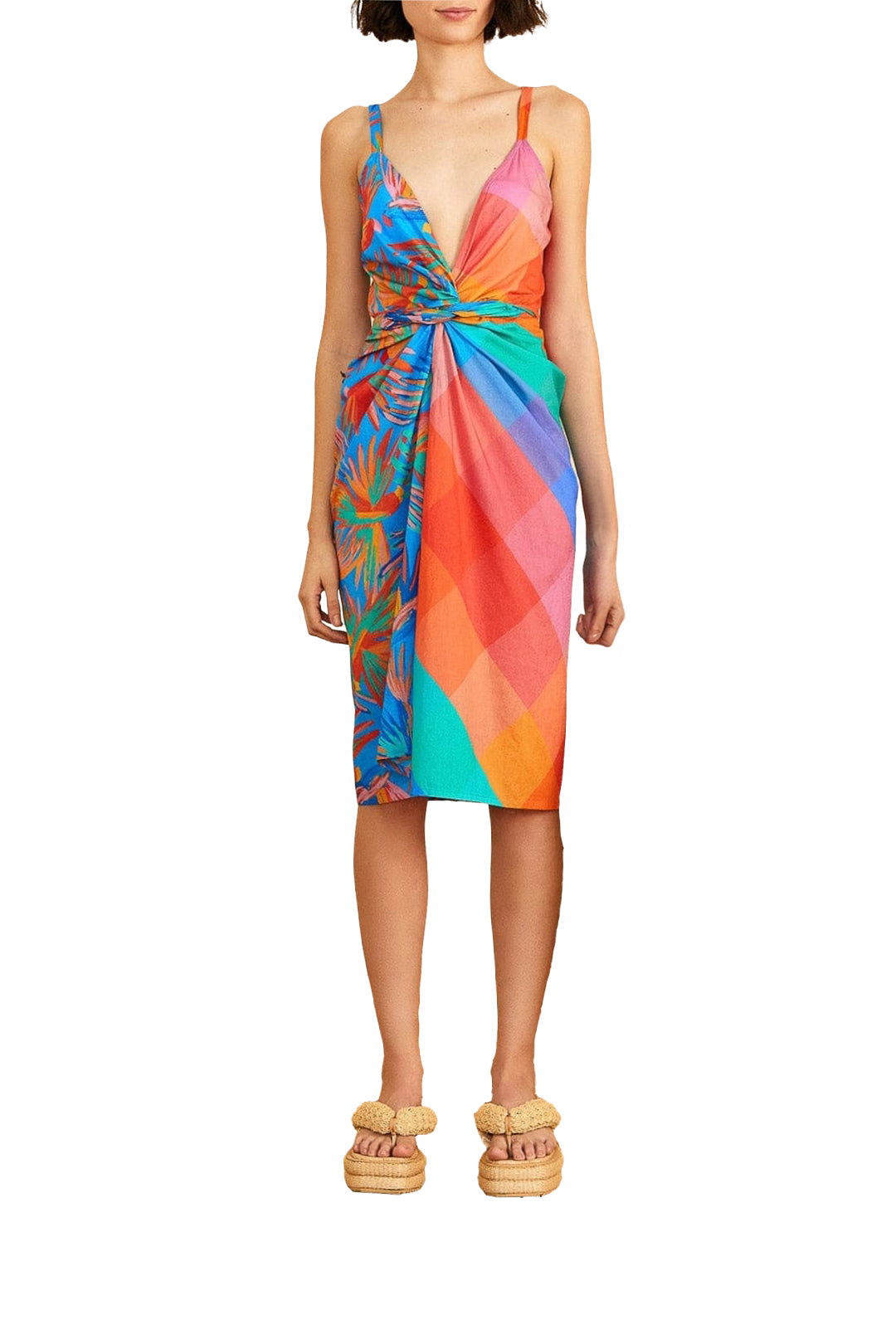 Robe midi Birds en coton - Multicolore