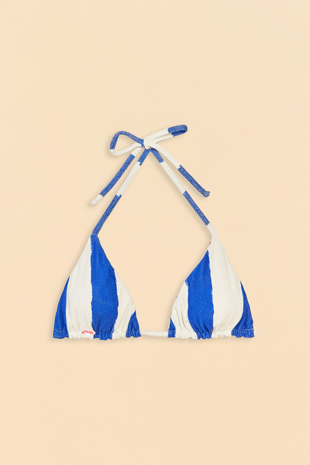 Haut de bikini noué sur le côté à rayures - Bleu