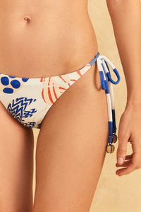 Bas de bikini taille basse noué sur le côté Lobster - Bleu