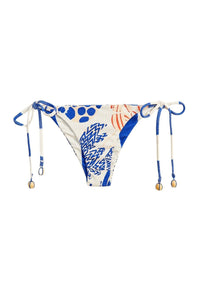 Bas de bikini taille basse noué sur le côté Lobster - Bleu