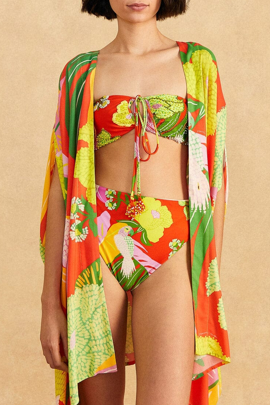 MEDIA OFF LINE_Kimono Neon Floral - Rouge