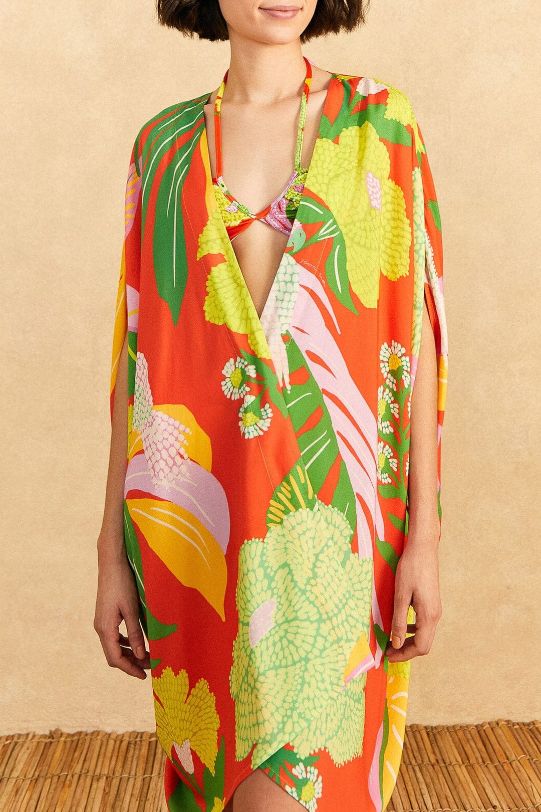 MEDIA OFF LINE_Kimono Neon Floral - Rouge