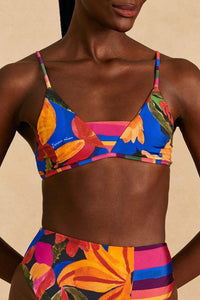 Haut de bikini Floral tropical x Stripes - Multicolore