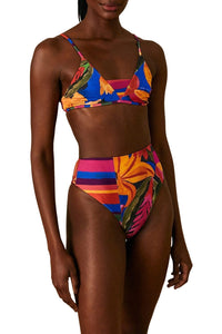 Haut de bikini Floral tropical x Stripes - Multicolore