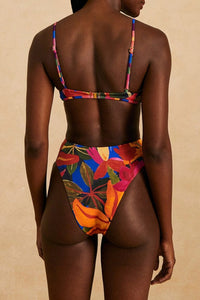 Haut de bikini Floral tropical x Stripes - Multicolore