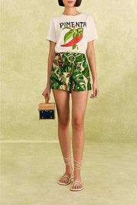 MEDIA OFF LINE_Short Tropical Leaves en lin - Vert