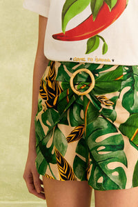 MEDIA OFF LINE_Short Tropical Leaves en lin - Vert