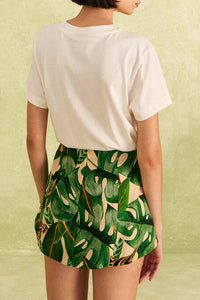 MEDIA OFF LINE_Short Tropical Leaves en lin - Vert