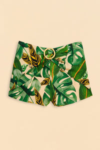 MEDIA OFF LINE_Short Tropical Leaves en lin - Vert
