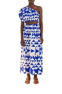 Robe longue Pitta Tiles en lin - Blanc