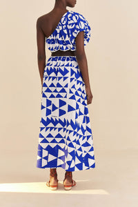 Robe longue Pitta Tiles en lin - Blanc