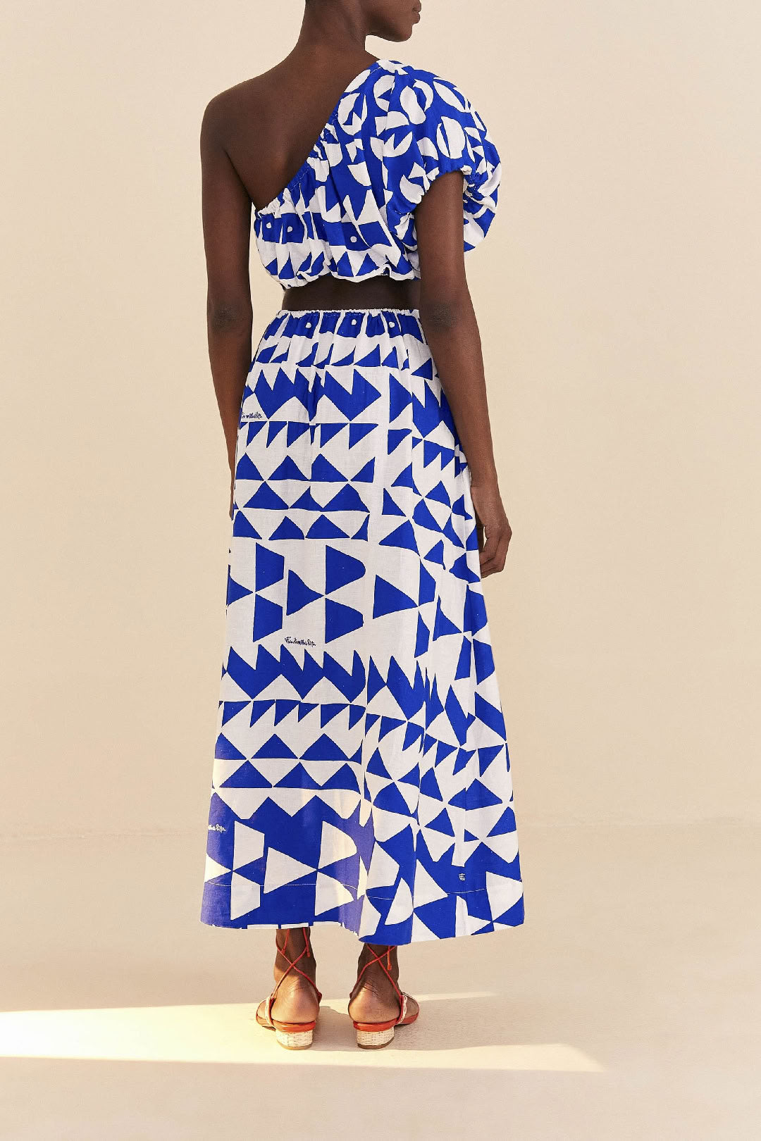 Robe longue Pitta Tiles en lin - Blanc