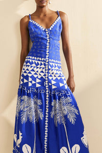 Robe longue Ondina en lin - Multicolore