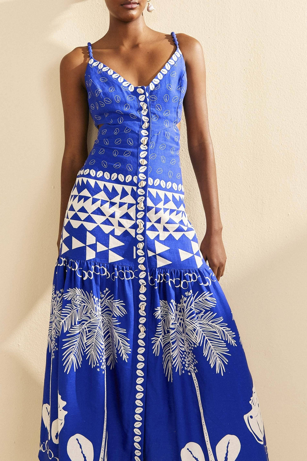 Robe longue Ondina en lin - Multicolore