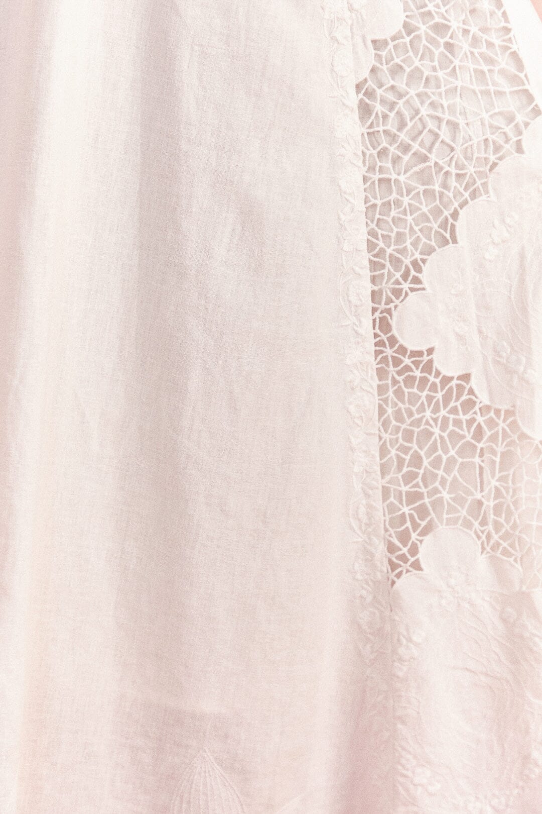 Robe longue Embroidery en lin - Blanc