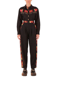 Chemise Black Beaded Fringe en lin - Noir