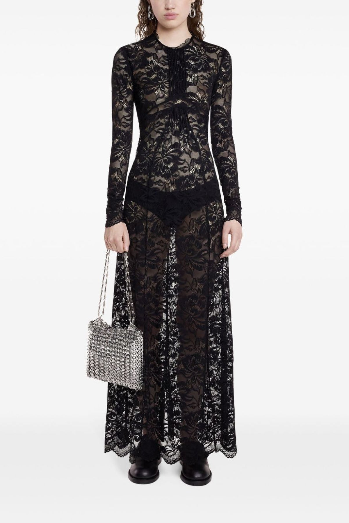 Robe longue en dentelle - Black