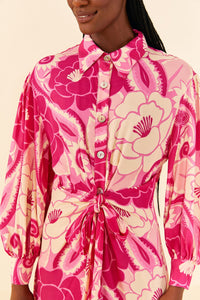 Robe midi Tropical Groove - Rose