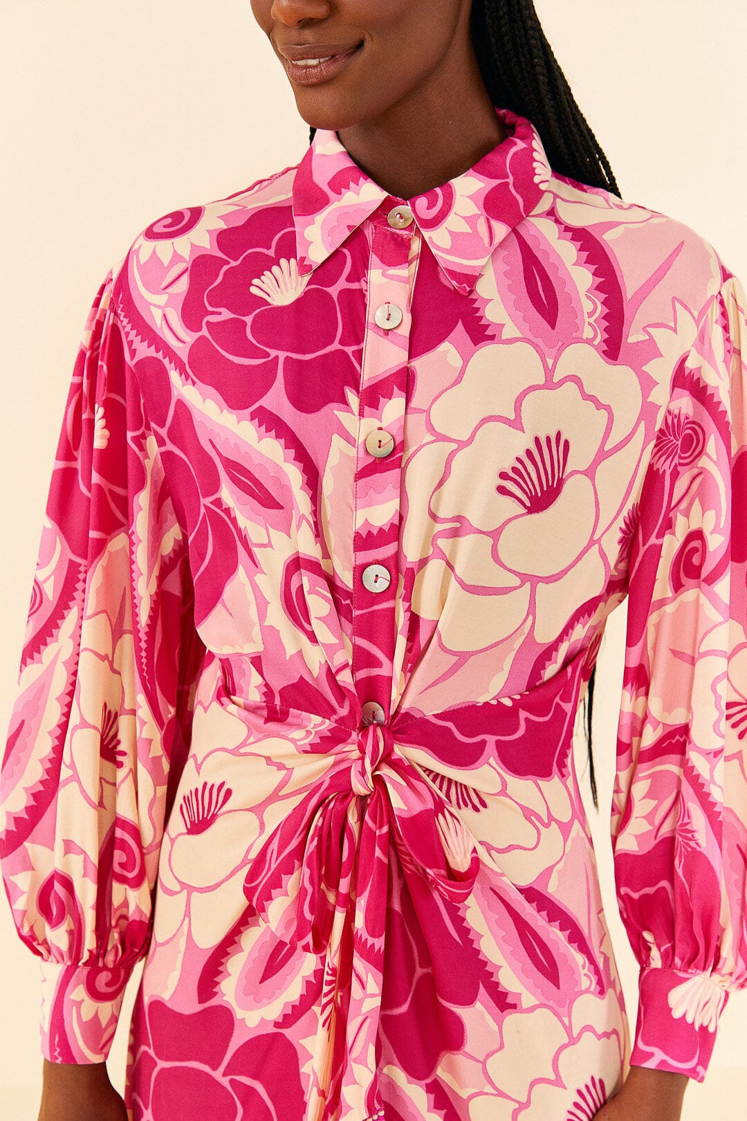 Robe midi Tropical Groove - Rose
