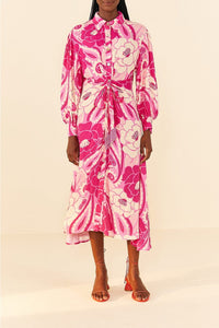 Robe midi Tropical Groove - Rose