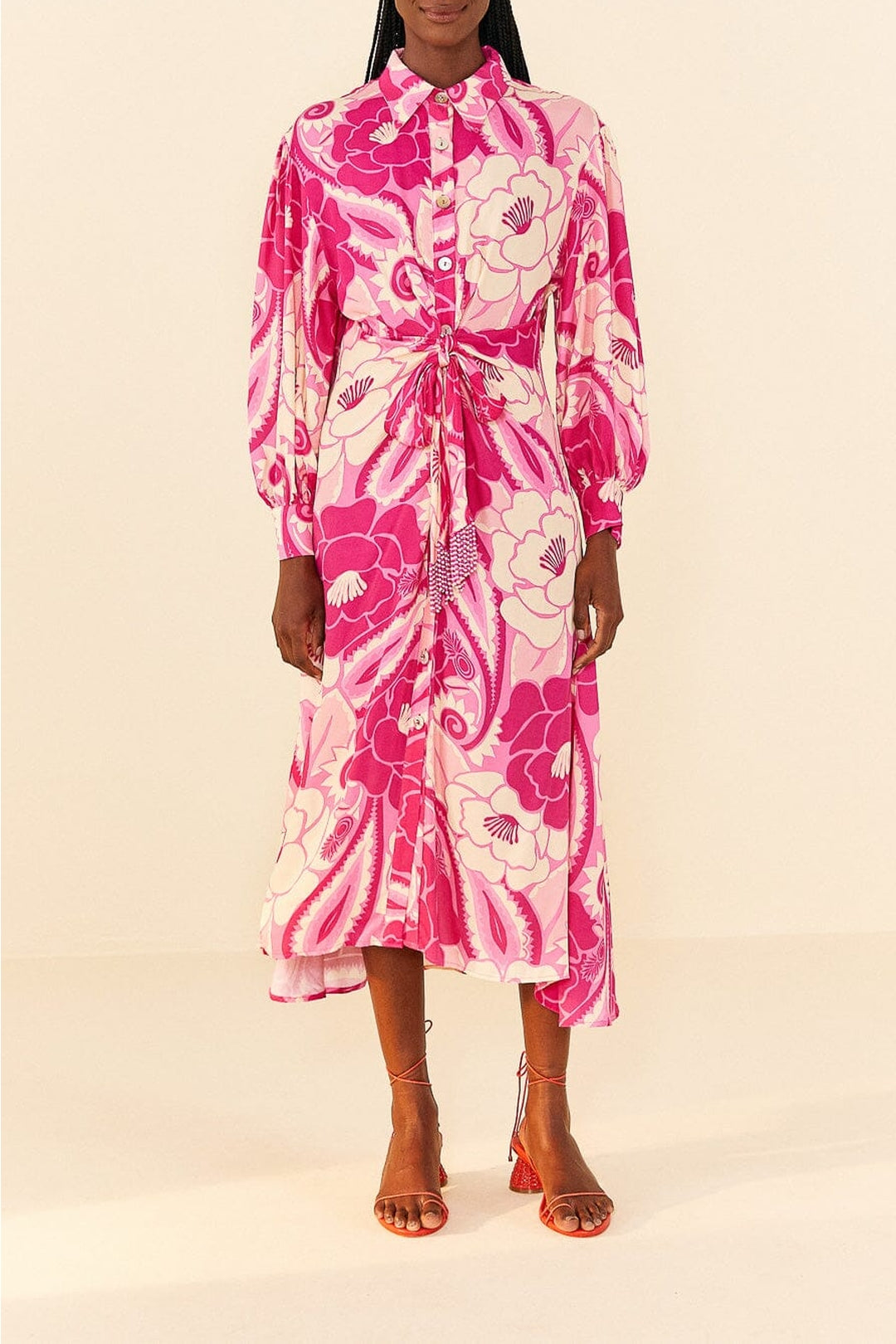 Robe midi Tropical Groove - Rose