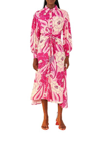 Robe midi Tropical Groove - Rose
