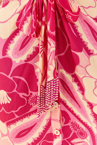 Robe midi Tropical Groove - Rose