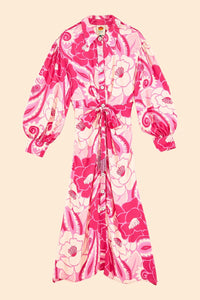 Robe midi Tropical Groove - Rose
