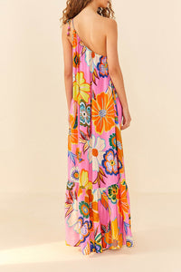Robe longue Full Garden - Rose