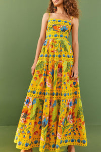 Robe longue Summer Garden en coton - Jaune