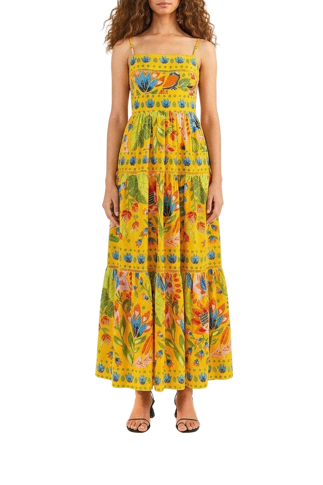 Robe longue Summer Garden en coton - Jaune