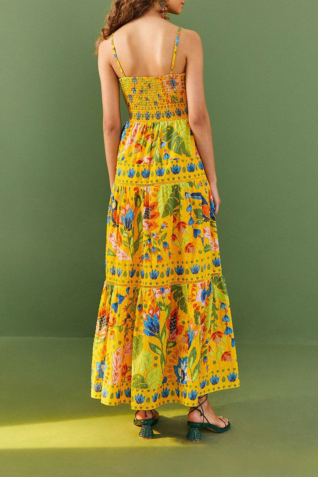Robe longue Summer Garden en coton - Jaune