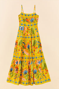 Robe longue Summer Garden en coton - Jaune