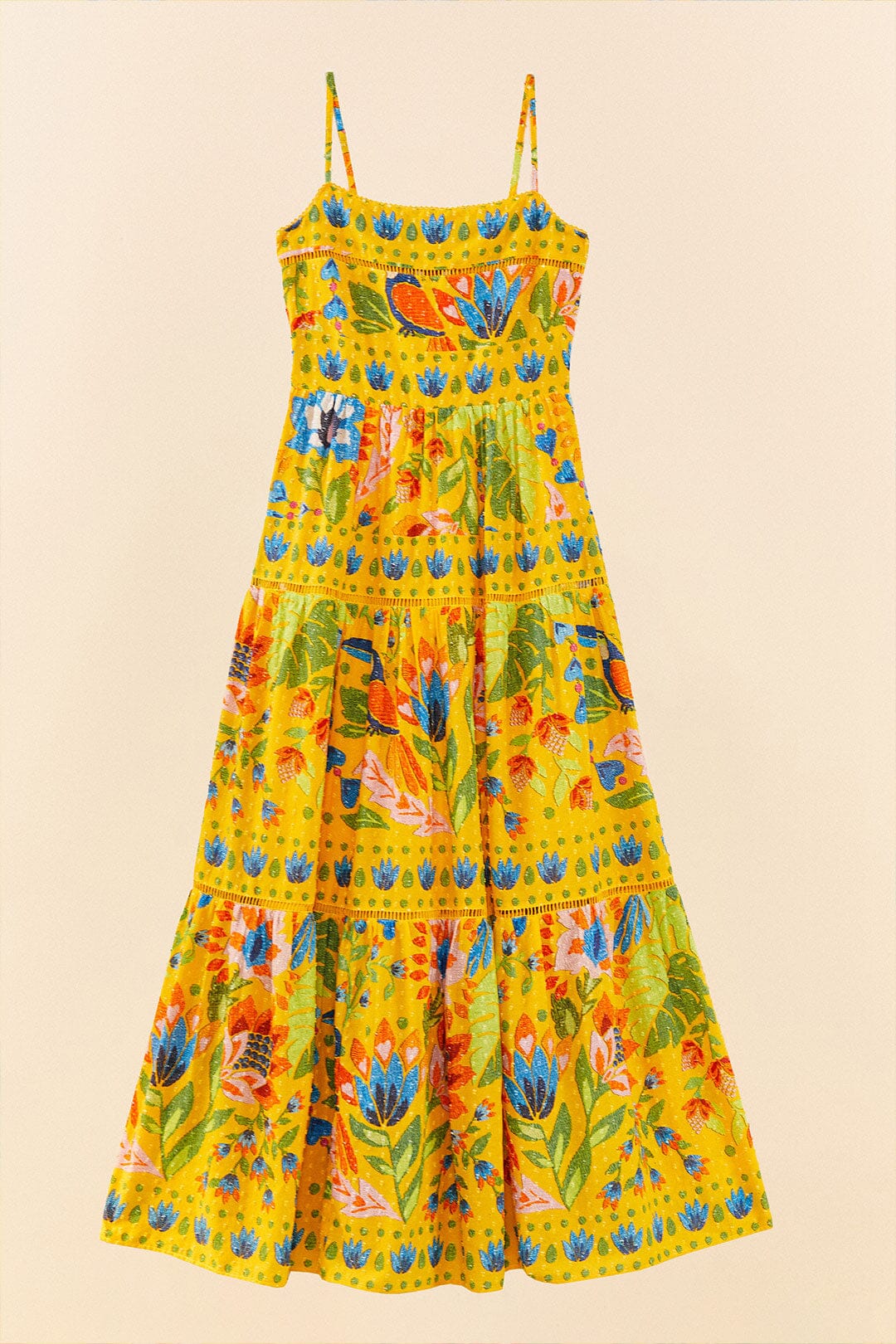 Robe longue Summer Garden en coton - Jaune
