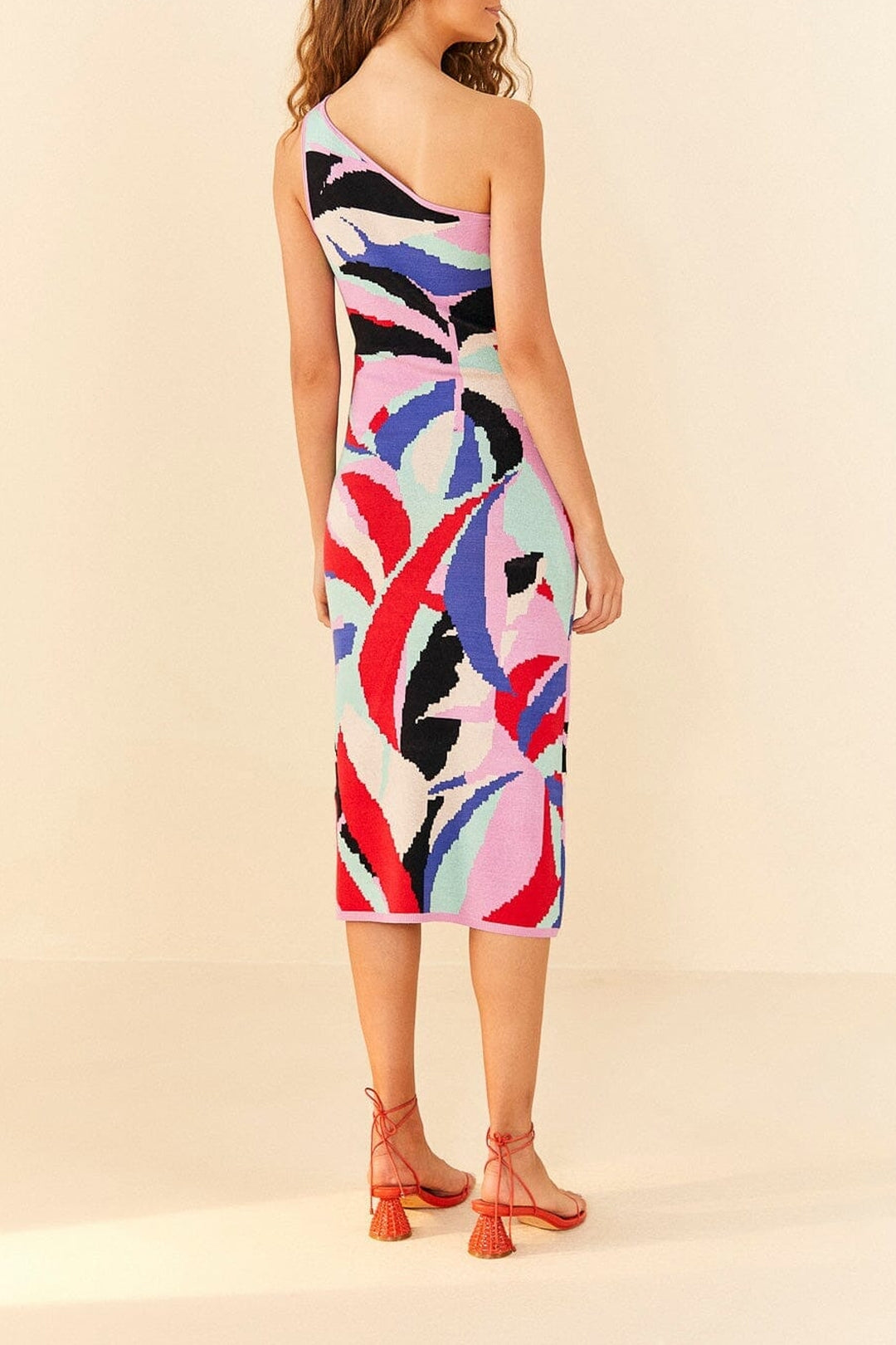 Robe midi Monstera en maille - Rose