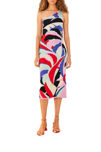 Robe midi Monstera en maille - Rose