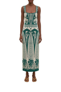 Robe midi Macaw Elegance en maille - Vert