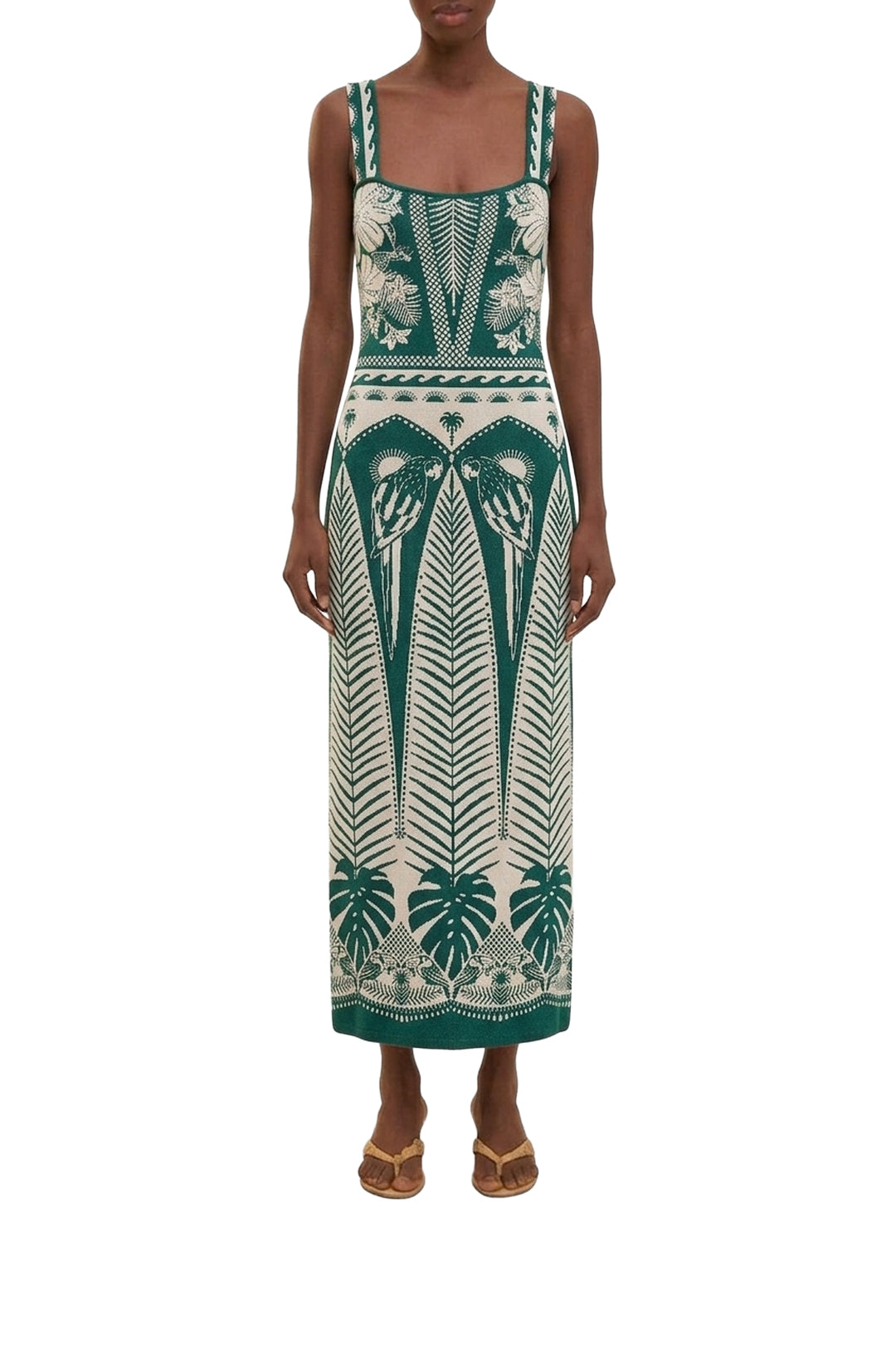 Robe midi Macaw Elegance en maille - Vert