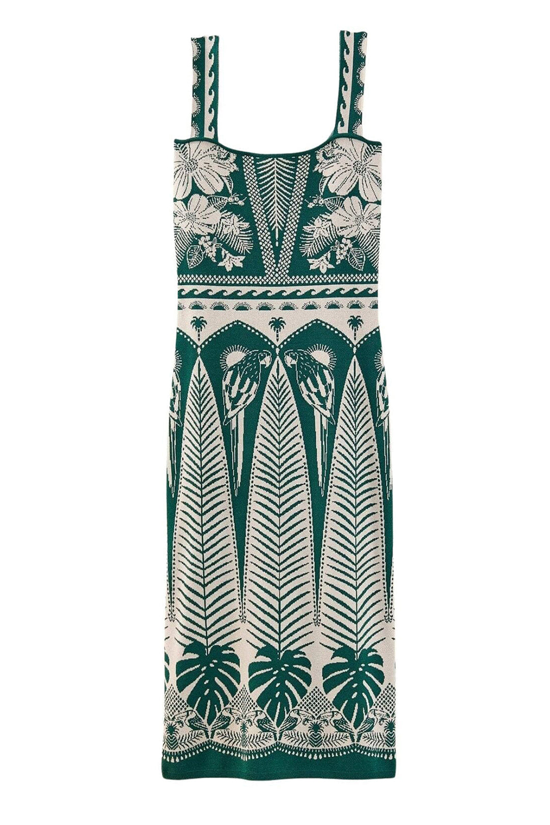 Robe midi Macaw Elegance en maille - Vert