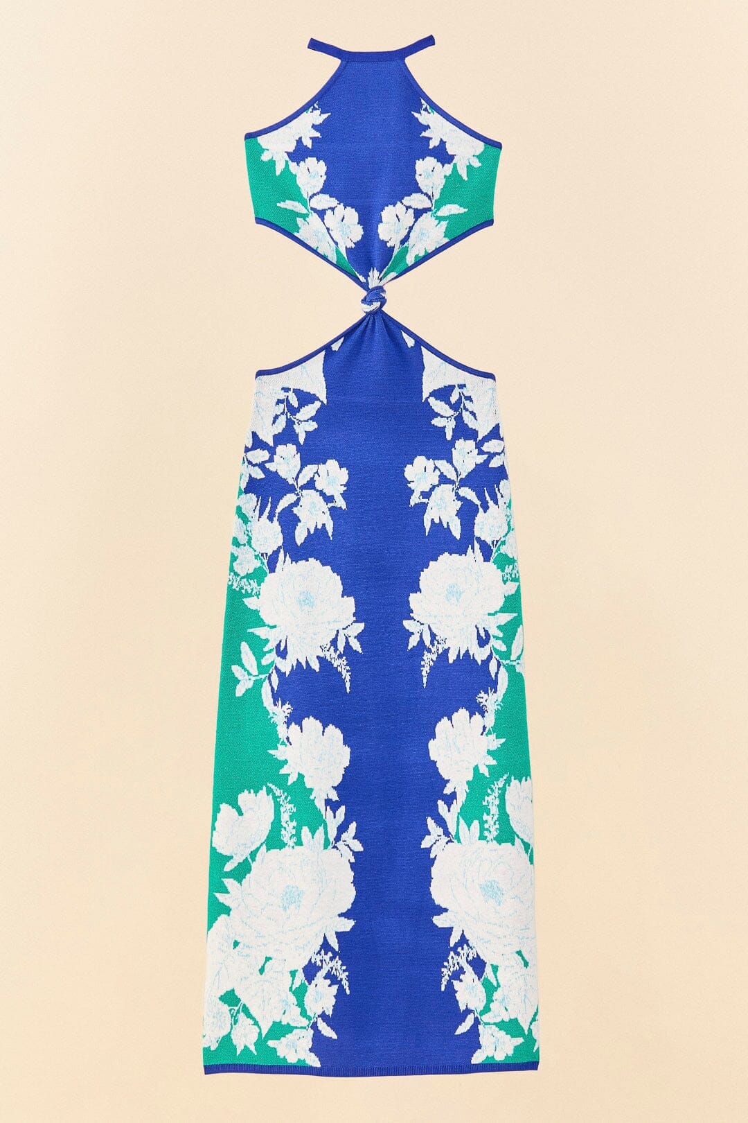 Robe longue Soft Garden en maille - Bleu