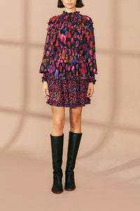 Iridescent Leopards ruffled short dress - Violet