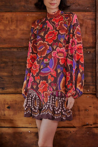 Robe courte à manches longues - Marron