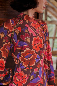 Robe courte à manches longues - Marron