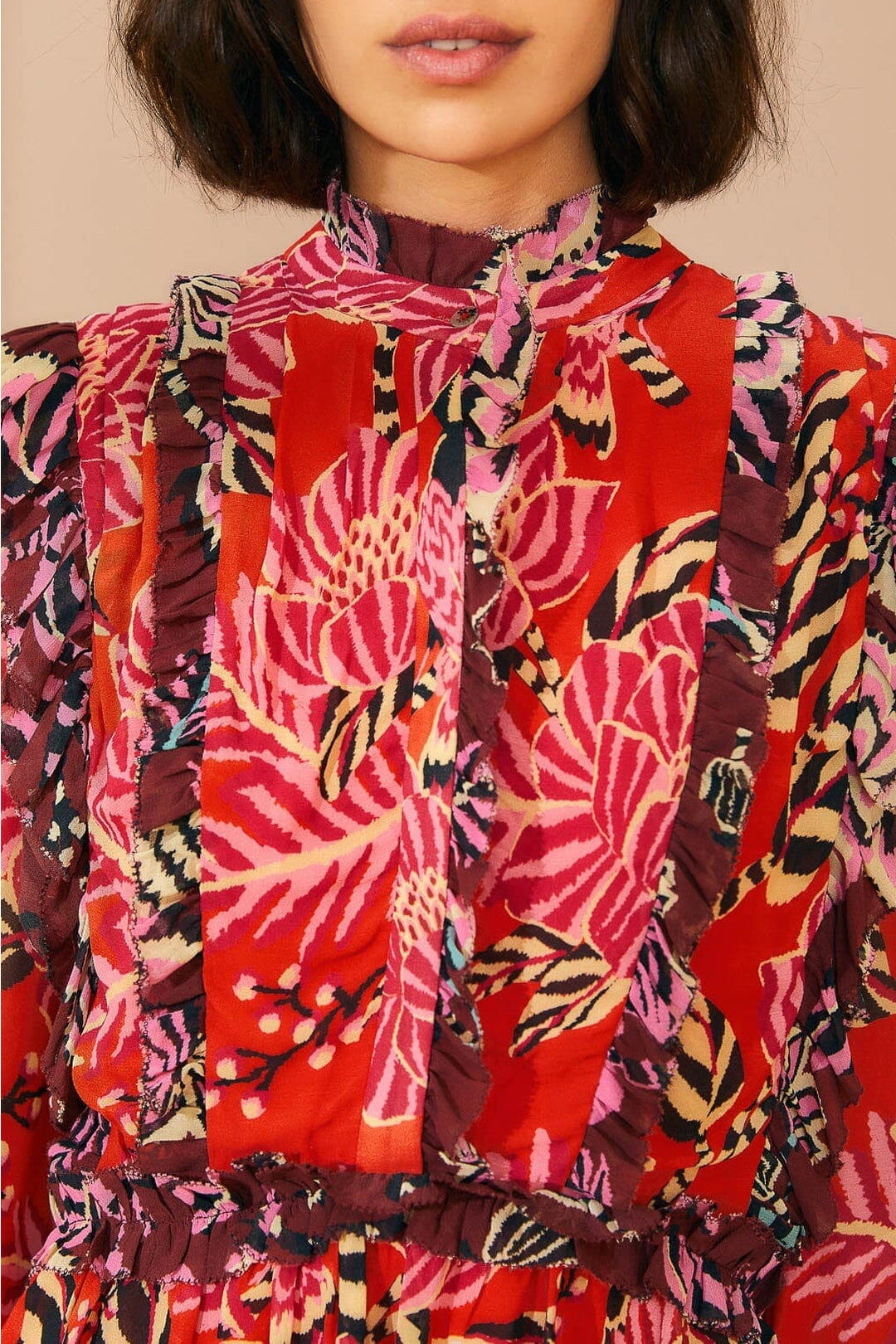 Robe courte Ruffled - Rose